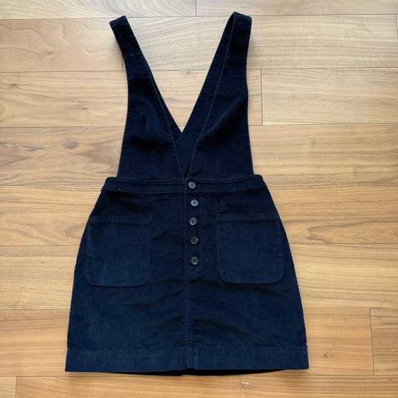Free People Dresses & Skirts - Free People Black Corduroy Button-Front Pinafore Dress size 0